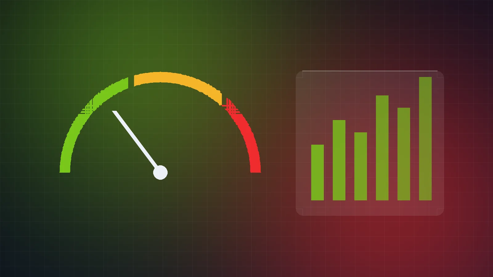Abstract illustration of a speed gauge and performance charts