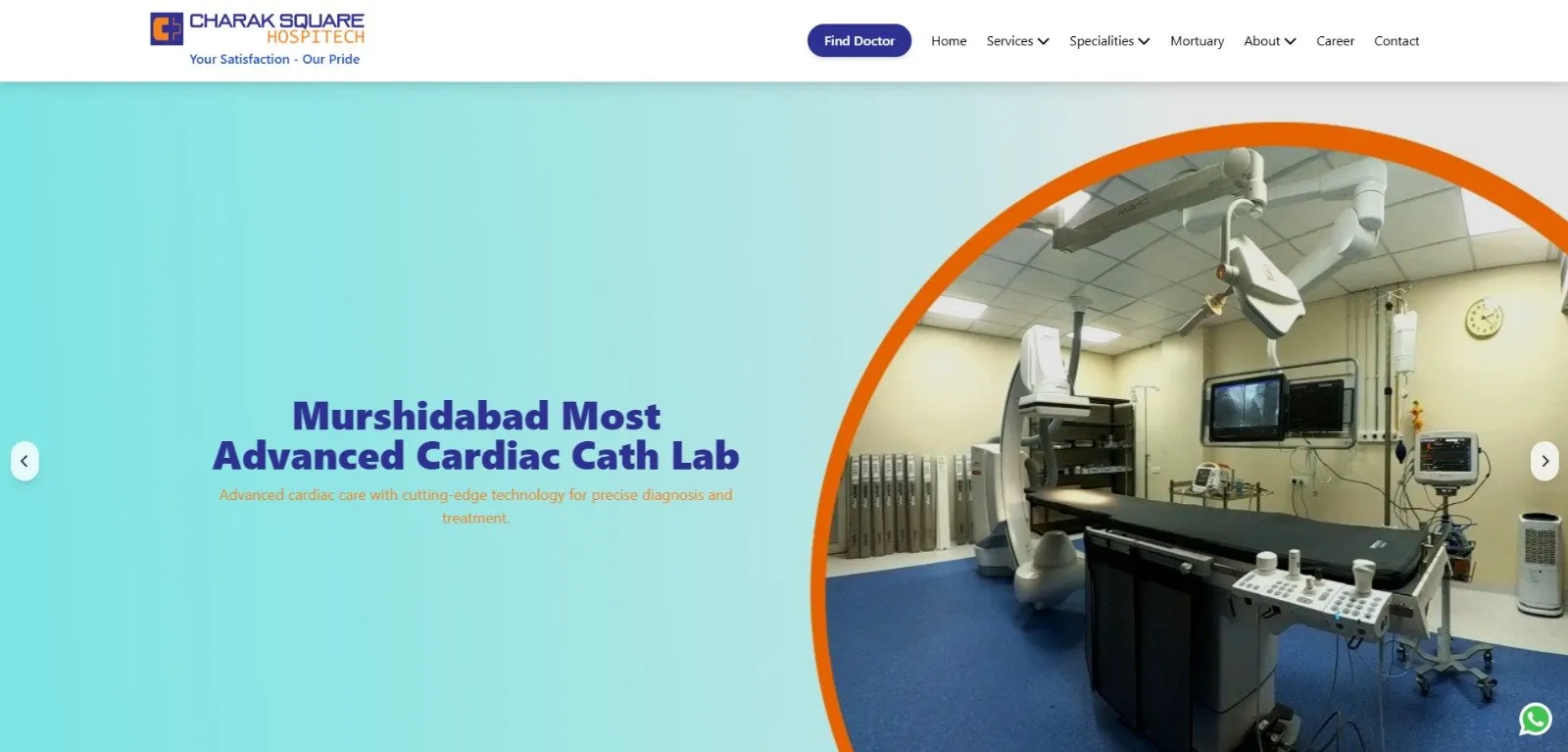 Homepage of the Charak Square Hospitech website